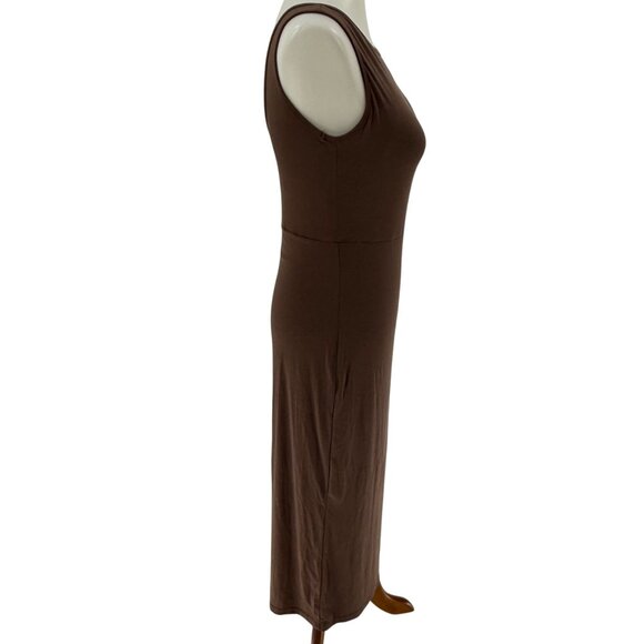 OGL Brami Tank Dress Scoop Back Brown Midi Stretch Sleeveless M - Picture 2 of 9